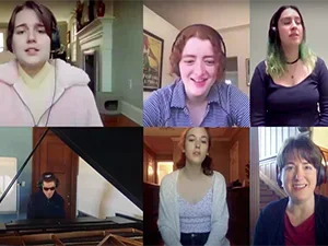 Photo of students on webcam